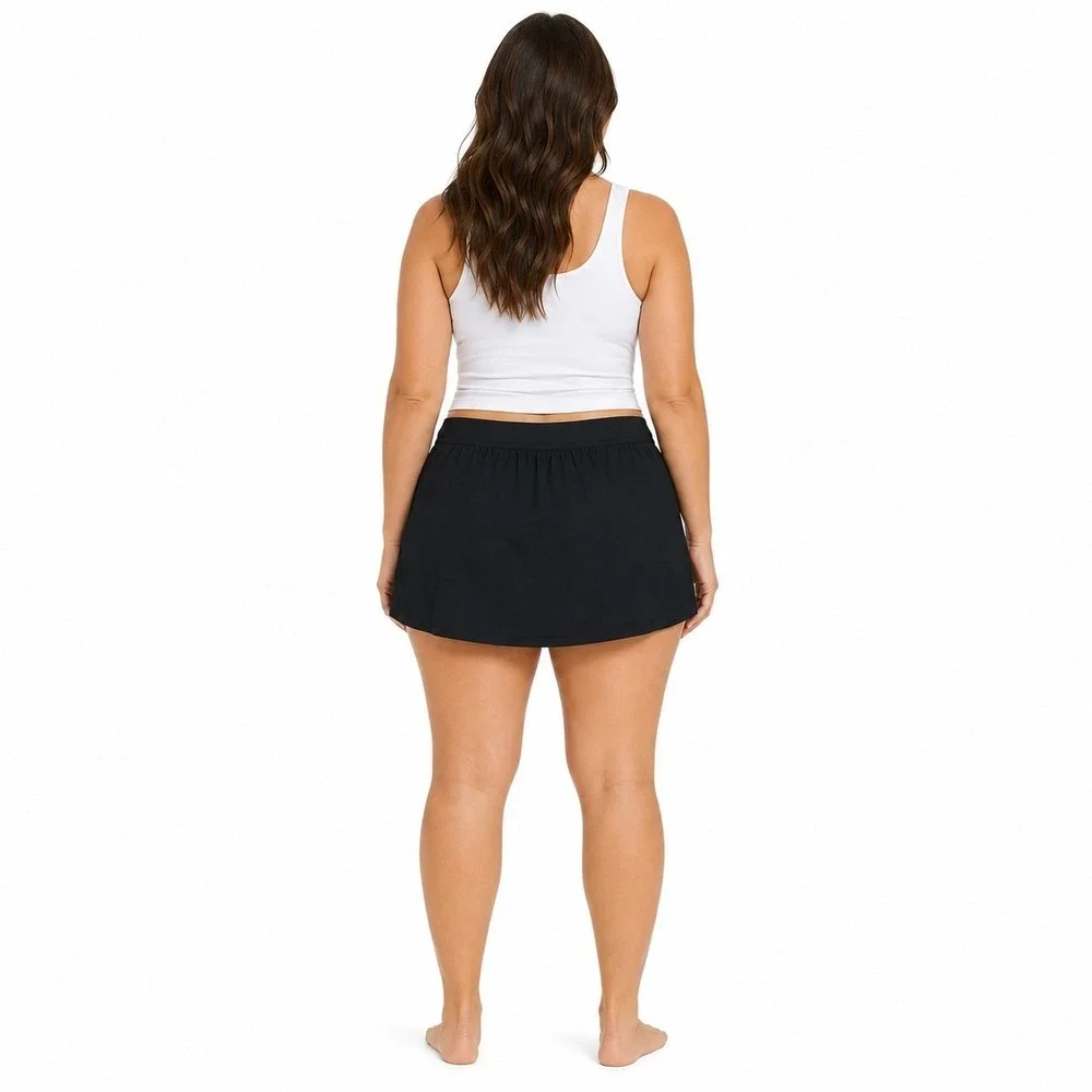 Catalina Swim Skirt Bottom Black Swimwear Mock Wrap Skort Plus Size NWT